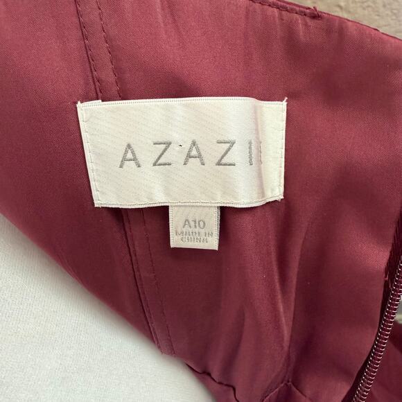 Azazie Molly One Shoulder Pleated in Cabernet Pockets A-Line Chiffon Sz (US10) - Picture 8 of 8